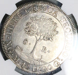 1826-NG NGC MS 61 Central American Republic Guatemala 8 Reales Silver Coin (26031001C)