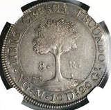 1836-NG NGC AU 53 Central American Republic Guatemala 8 Reales Coin (26010401D)