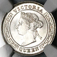 1893 NGC MS 66 Ceylon Victoria 10 Cents Britain Gem Silver Coin Pop 5/0 (25071001C)