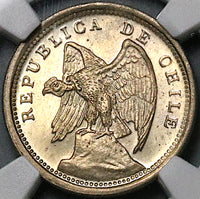 1940 NGC MS 64 Chile 10 Centavos Condor Bird Santiago Mint State Coin (24070204C)