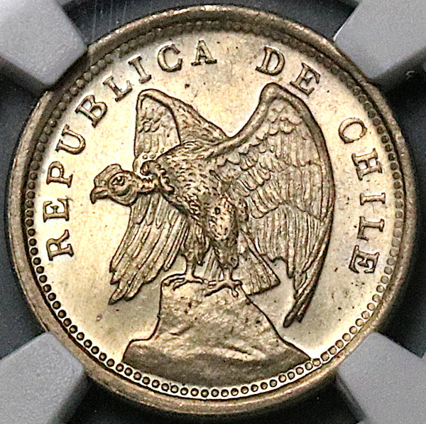 1940 NGC MS 64 Chile 10 Centavos Condor Bird Santiago Mint