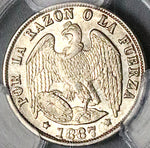 1887 PCGS MS 64 Chile 1/2 Decimo Condor Santiago Mint Silver Coin (23042501C)