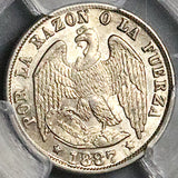 1887 PCGS MS 64 Chile 1/2 Decimo Condor Santiago Mint Silver Coin (23042501C)