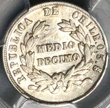 1887 PCGS MS 64 Chile 1/2 Decimo Condor Santiago Mint Silver Coin (23042501C)