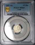 1887 PCGS MS 64 Chile 1/2 Decimo Condor Santiago Mint Silver Coin (23042501C)