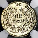 1885 NGC MS 66 Chile 1 Decimo Condor Santiago Gem Key Coin POP 1/0 (25122101C)