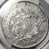 1854-So PCGS VF Chile 1 Peso Condor Crown Santiago Mint Silver Coin (26052401C)