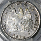 1854-So PCGS VF Chile 1 Peso Condor Crown Santiago Mint Silver Coin (26052401C)