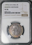 1799 NGC VF 30 Chile 2 Reales Charles IV Rare Inverted Mint Mark Spain Colony Silver Coin (26072004C)