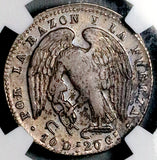 1844 NGC XF 45 Chile 2 Reales Condor Bird Silver Coin (26070403C)