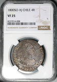 1800 NGC VF 25 Chile 4 Reales Rare 5k Spain Colonial Silver Coin POP 1/1 (25110801C)