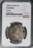 1802-So NGC VF Chile 4 Reales Rare 18k Spain Colonial Santiago Mint Silver Coin (26062301C)