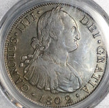 1802 PCGS XF 40 Chile 8 Reales Spain Colonial Charles IV Coin POP 2/0 (26080202C)