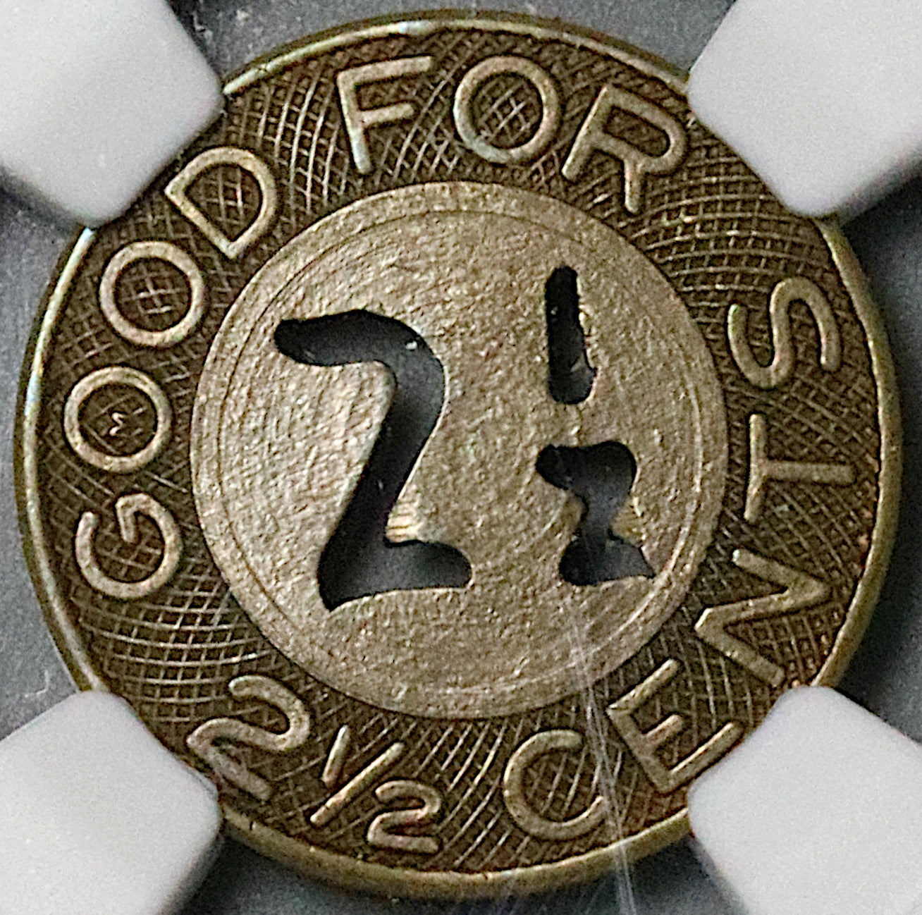 1920s NGC MS 62 Shanghai China 2.5 cents Omnibus Token Bus