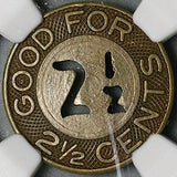 1920s NGC MS 62 Shanghai China 2.5 cents Omnibus Token Bus Coin (24021504C)