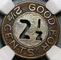 1920s NGC MS 64 Shanghai China 2.5 cents Omnibus Token Bus Coin POP 5/2 (25062403C)