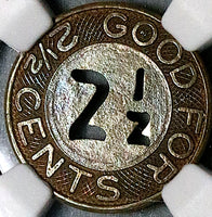 1920s NGC MS 64 Shanghai China 2.5 cents Omnibus Token Bus Coin POP 5/2 (25062403C)