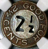 1920s NGC MS 64 Shanghai China 2.5 cents Omnibus Token Bus Coin POP 5/2 (25062403C)
