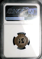 1920s NGC MS 64 Shanghai China 2.5 cents Omnibus Token Bus Coin POP 5/2 (25062403C)