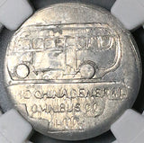 1939 NGC MS 62 Shanghai China 3 cents Omnibus Bus CGOC Token Coin (23122901C)