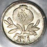 1871 PCGS MS 62 Colombia 1/4 Decimo Popayan Rare Silver Coin POP 1/0 (25040201C)