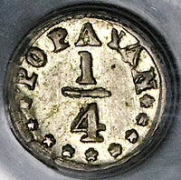 1871 PCGS MS 62 Colombia 1/4 Decimo Popayan Rare Silver Coin POP 1/0 (25040201C)