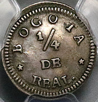 1844 PCGS XF 45 Colombia 1/4 Real Nueva Granada Bogota Mint Silver Coin POP 1/0 (25100201C)
