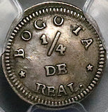 1844 PCGS XF 45 Colombia 1/4 Real Nueva Granada Bogota Mint Silver Coin POP 1/0 (25100201C)