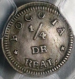 1844 PCGS XF 45 Colombia 1/4 Real Nueva Granada Bogota Mint Silver Coin POP 1/0 (25100201C)