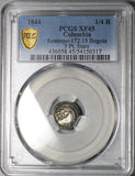 1844 PCGS XF 45 Colombia 1/4 Real Nueva Granada Bogota Mint Silver Coin POP 1/0 (25100201C)