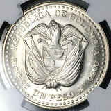 1956 NGC MS 67 Colombia Peso 200th Year Popayan Mint 12k Silver Coin Top POP (16031209D)
