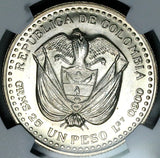 1956 NGC MS 67 Colombia Peso 200th Year Popayan Mint 12k Silver Coin Top POP (16031209D)