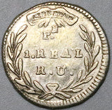 1829-Pn RU Colombia 1 Real Popayan Mint VF Rare Silver Coin (26080701R)
