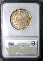 1877/6 NGC AU 55 Colombia 50 Centavos Bogota Overdate Silver Coin POP 1/0 (24070201C)