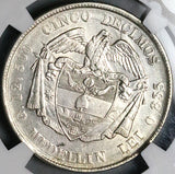 1883 NGC AU Colombia 5 Decimos Medellin Mint 50 Centavos Silver Coin (24102704D)