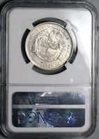 1883 NGC AU Colombia 5 Decimos Medellin Mint 50 Centavos Silver Coin (24102704D)