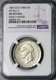 1883 NGC AU Colombia 5 Decimos Medellin Mint 50 Centavos Silver Coin (24102704D)