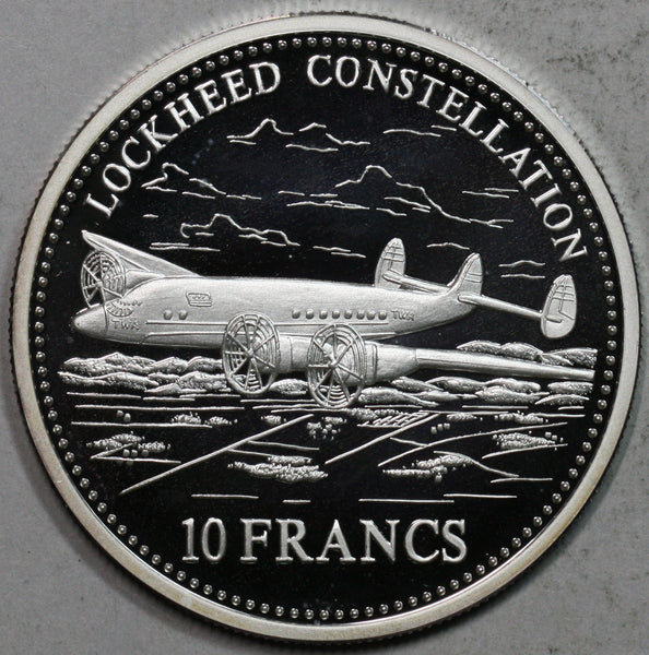 Lockheed Coin Design 2000 Congo 10 Francs Lockheed Constellation Lion Proof Silver Coin (23 ...