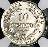 1890 NGC MS 65 Costa Rica 10 Centavos Gem Heaton Silver Coin POP 4/1 (23111901C)