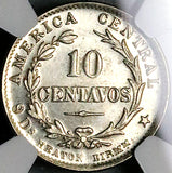 1890 NGC MS 65 Costa Rica 10 Centavos Gem Heaton Silver Coin POP 4/1 (23111901C)