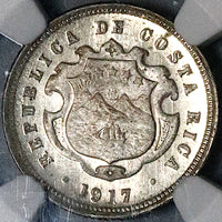 1917 NGC MS 65 Costa Rica 10 Centavos Gem Mint State Silver Coin (23061301D)