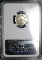 1917 NGC MS 65 Costa Rica 10 Centavos Gem Mint State Silver Coin (23061301D)