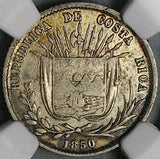 1850 NGC VF 35 Costa Rica 1/8 Peso Rare Tree Silver 82k Coin (26021701C)
