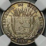 1850 NGC VF 35 Costa Rica 1/8 Peso Rare Tree Silver 82k Coin (26021701C)