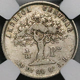 1850 NGC VF 35 Costa Rica 1/8 Peso Rare Tree Silver 82k Coin (26021701C)