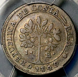 1849 PCGS VF 25 Costa Rica 1 Real Coffee Tree Woman Silver Coin (26070302D)