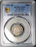 1849 PCGS VF 25 Costa Rica 1 Real Coffee Tree Woman Silver Coin (26070302D)