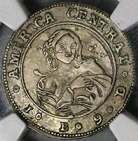 1849 NGC XF 45 Costa Rica 1 Real Coffee Tree Woman Silver Coin (23081601C)