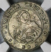 1849 NGC XF 45 Costa Rica 1 Real Coffee Tree Woman Silver Coin (23081601C)