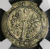 1849 NGC XF 45 Costa Rica 1 Real Coffee Tree Woman Silver Coin (23081601C)
